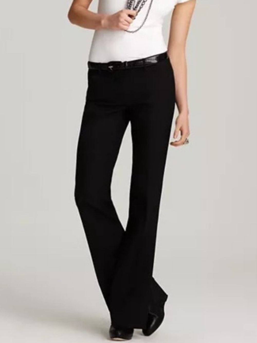 Theory Max C Tailor Black Bootcut Wool Blend Low Rise Dress Pants Trousers SZ  2